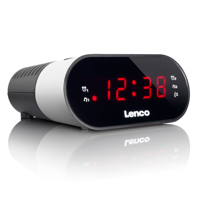 Lenco CR-07 White - Radio-réveil FM avec minuterie de sommeil et fonction d’alarme double - Blanc