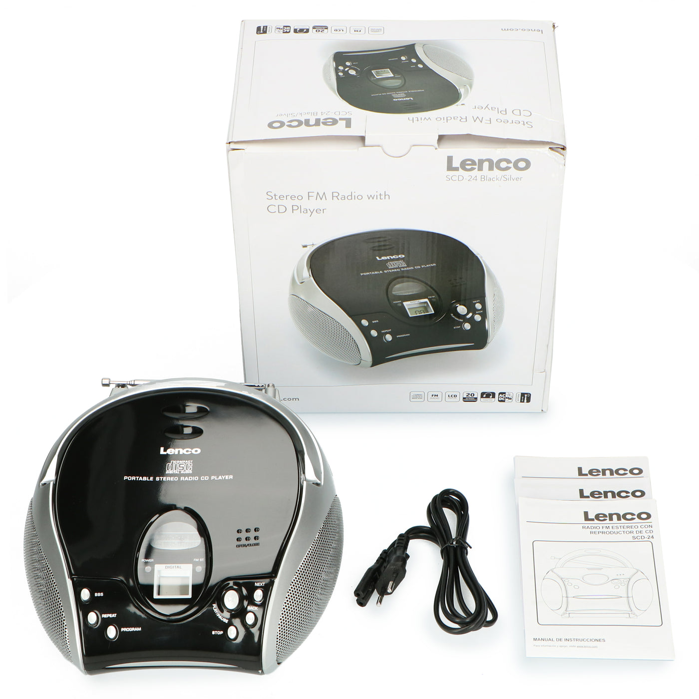 Lenco SCD-24 Black/Silver - Radio portable avec lecteur CD - Noir/argent