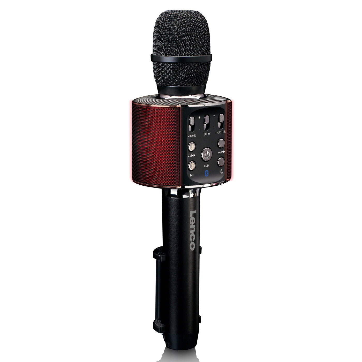 Lenco BMC-090BK - Microphone Bluetooth® pour karaoké avec enceinte et éclairage - Noir