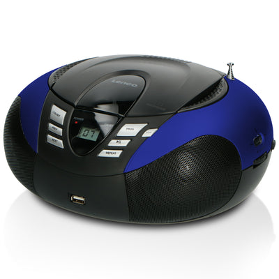 Lenco SCD-37 USB Blue - Radio FM et lecteur CD/USB portable - Bleu