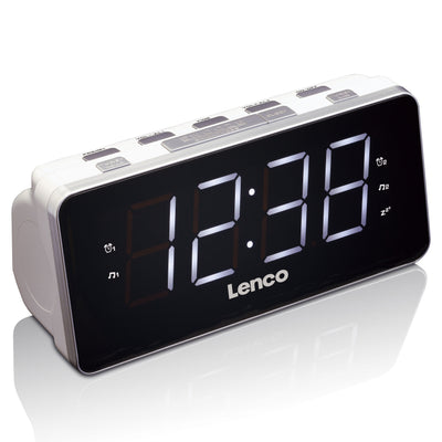Lenco CR-18 White - Radio-réveil écran LED de 1,8 pouce - Blanc