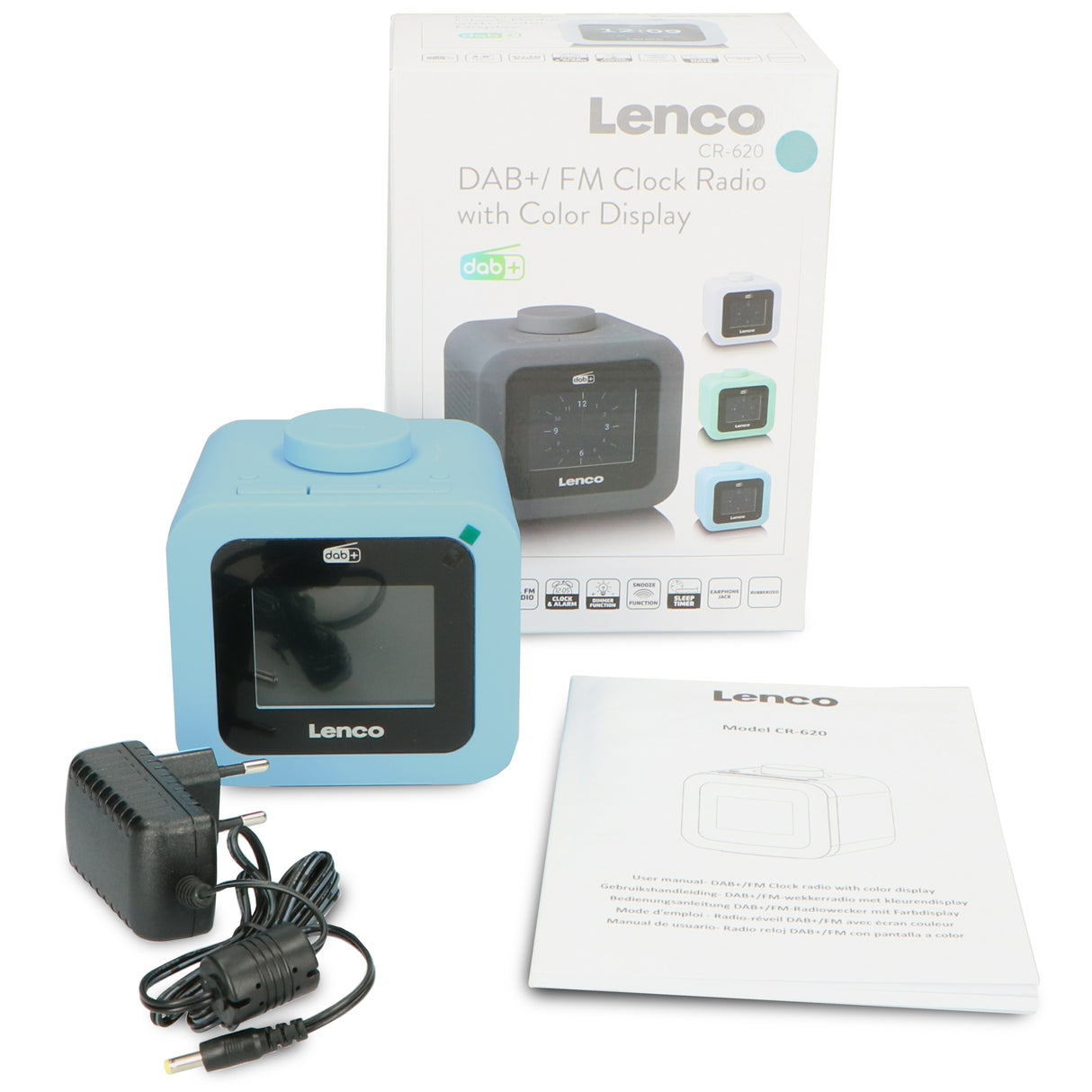 Lenco CR-620BU - Radio-réveil DAB+/FM avec écran couleur - Bleu