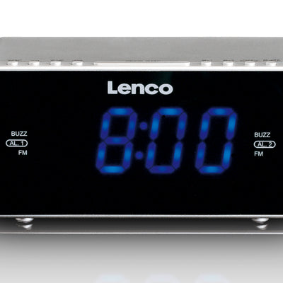 Lenco CR-520SI - Radio-réveil FM stéréo avec port USB - Argent