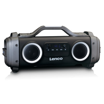 Lenco SPR-200BK - Enceinte Bluetooth® étanche avec radio FM, lecteur USB/micro SD et effets lumineux - Noir