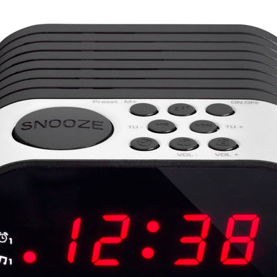 Lenco CR-07 White - Radio-réveil FM avec minuterie de sommeil et fonction d’alarme double - Blanc