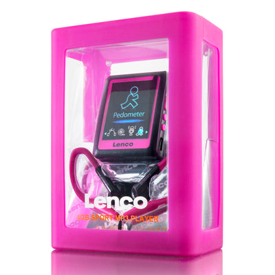 Lenco PODO-152 Pink - Lecteur MP3/MP4 avec podomètre et mémoire de 4 Go - Rose