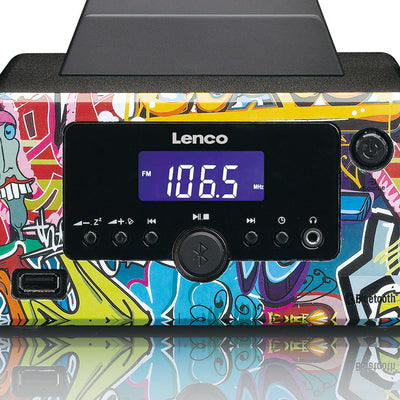 Lenco MC-020 Tags - Mini-chaîne avec radio FM, Bluetooth®, USB et entrée AUX - Tags