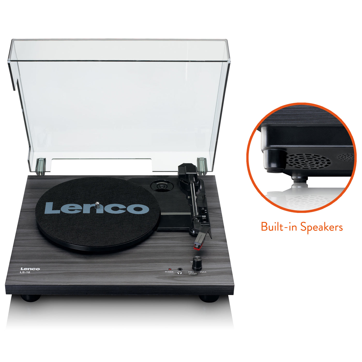 Lenco LS-10BK - Platine avec haut-parleurs intégrés - Noir