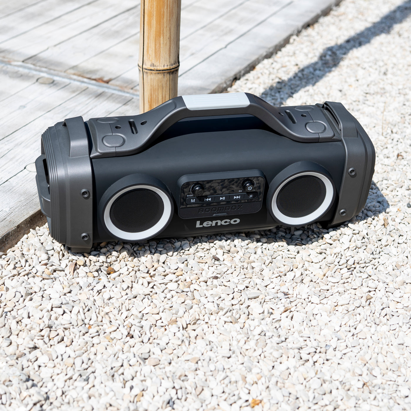 Lenco SPR-200BK - Enceinte Bluetooth® étanche avec radio FM, lecteur USB/micro SD et effets lumineux - Noir