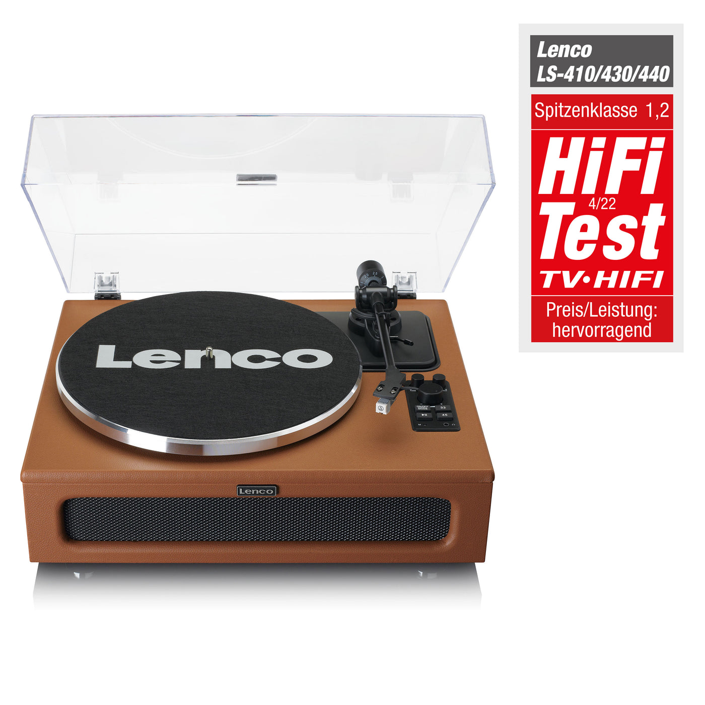 Lenco LS-430BN - Platine vinyle avec 4 haut-parleurs incorporés - Marron