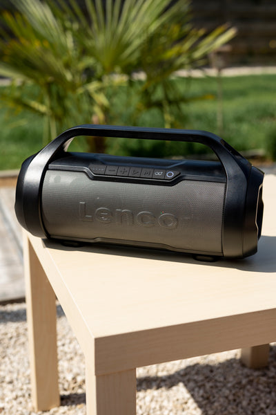 Lenco SPR-070BK - Enceinte Bluetooth® étanche avec radio FM, lecteur USB/SD et effets lumineux - Noir