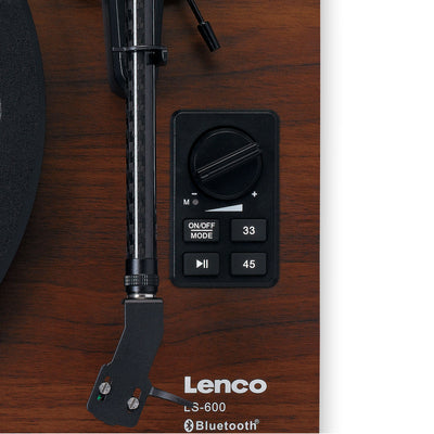 Lenco LS-600WA -Tourne-disque avec amplificateur intégré et Bluetooth® plus 2 haut-parleurs externes - Bois