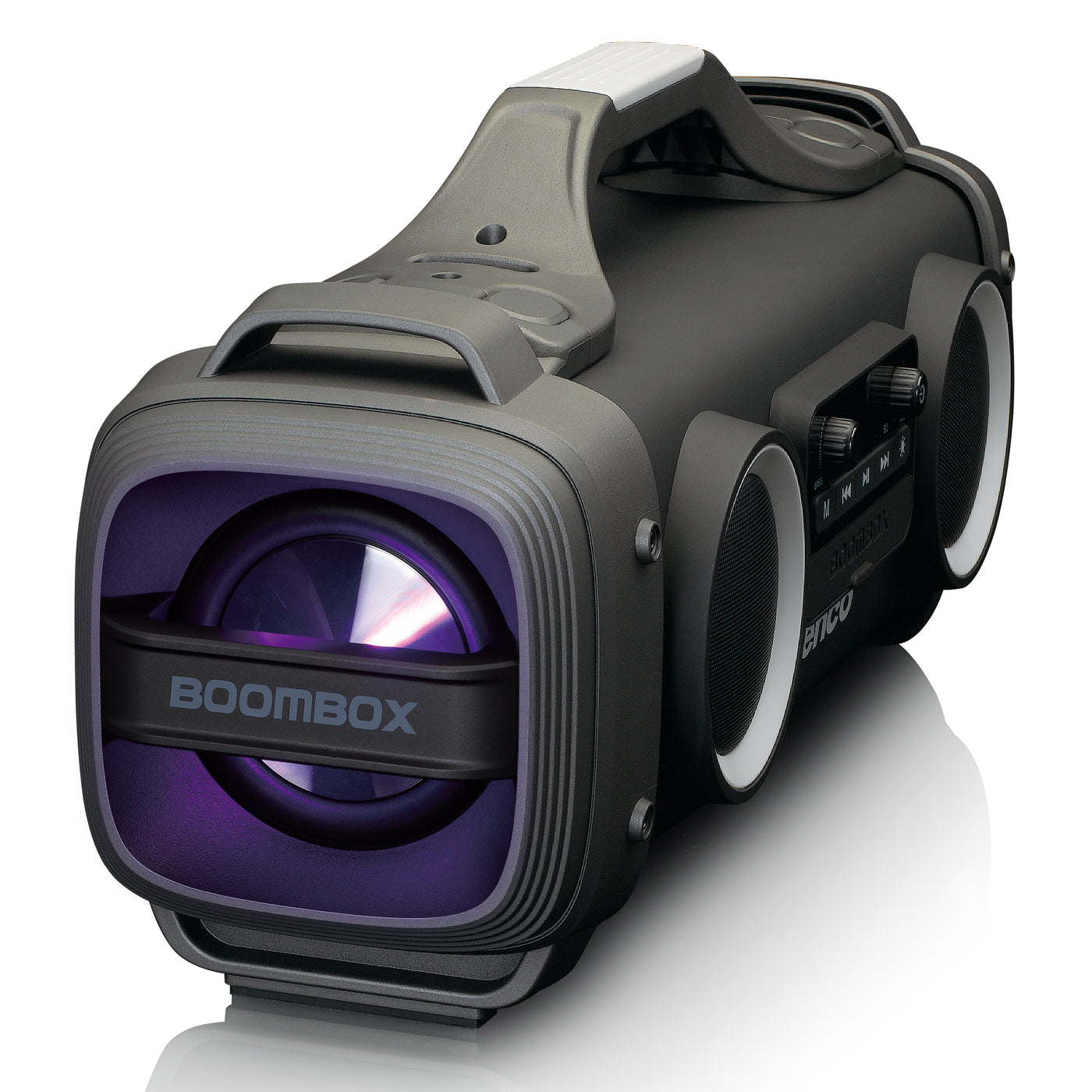 Lenco SPR-200BK - Enceinte Bluetooth® étanche avec radio FM, lecteur USB/micro SD et effets lumineux - Noir