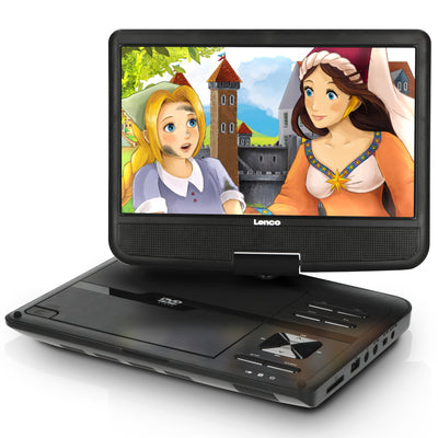 Lenco DVP-1010BK - Lecteur DVD portable de 10 pouces avec connexion USB, casque et dispositif de suspension