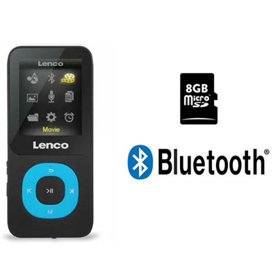 Lenco Xemio-769BU - Lecteur MP3/MP4 avec Bluetooth® et carte micro SD de 8 Go - Bleu