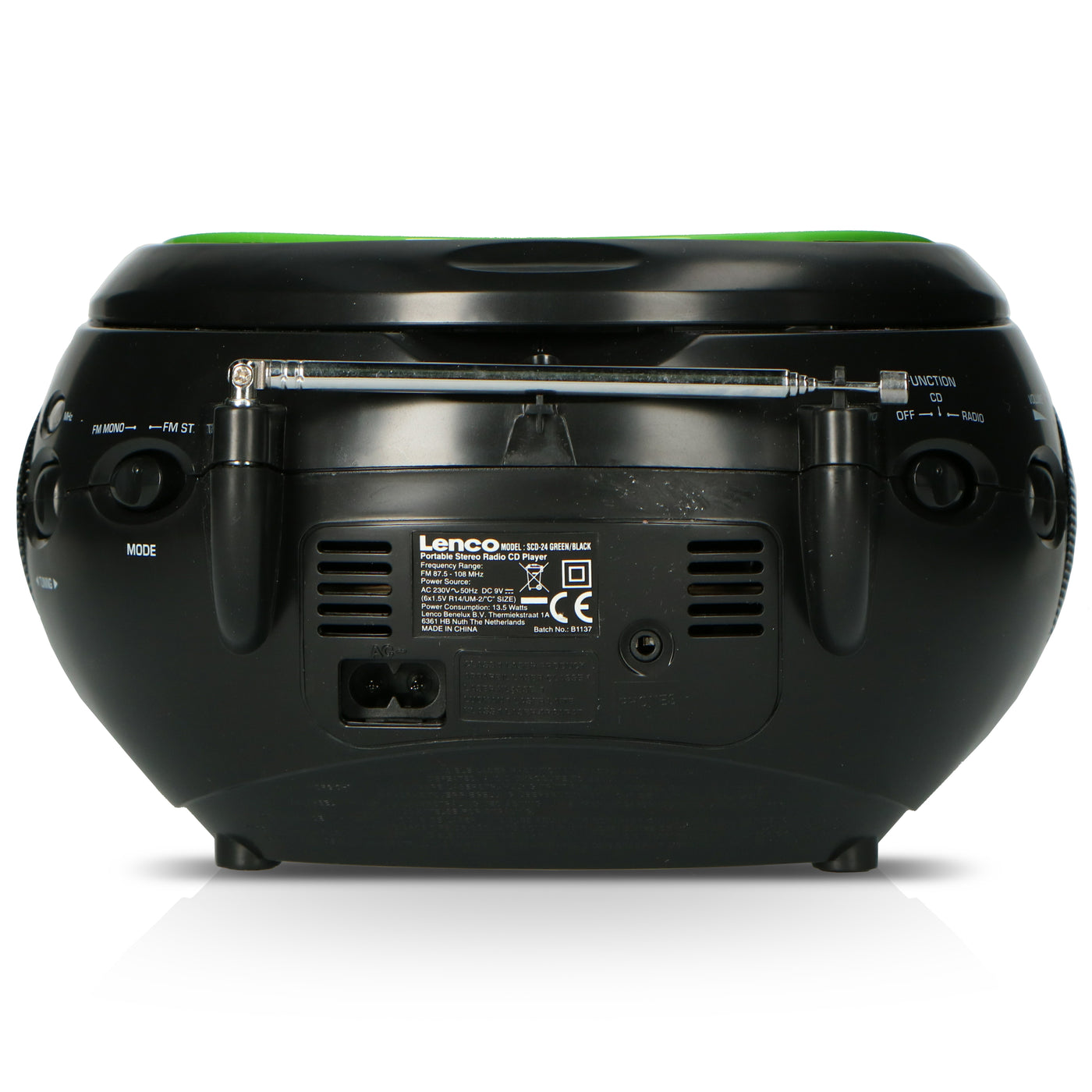 Lenco SCD-24 Green/Black - Radio portable avec lecteur CD - Vert/noir