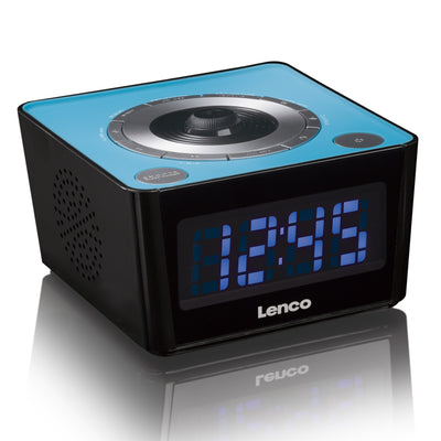 Lenco CR-16 Blue - Radio-réveil FM projecteur à commande radio - Bleu