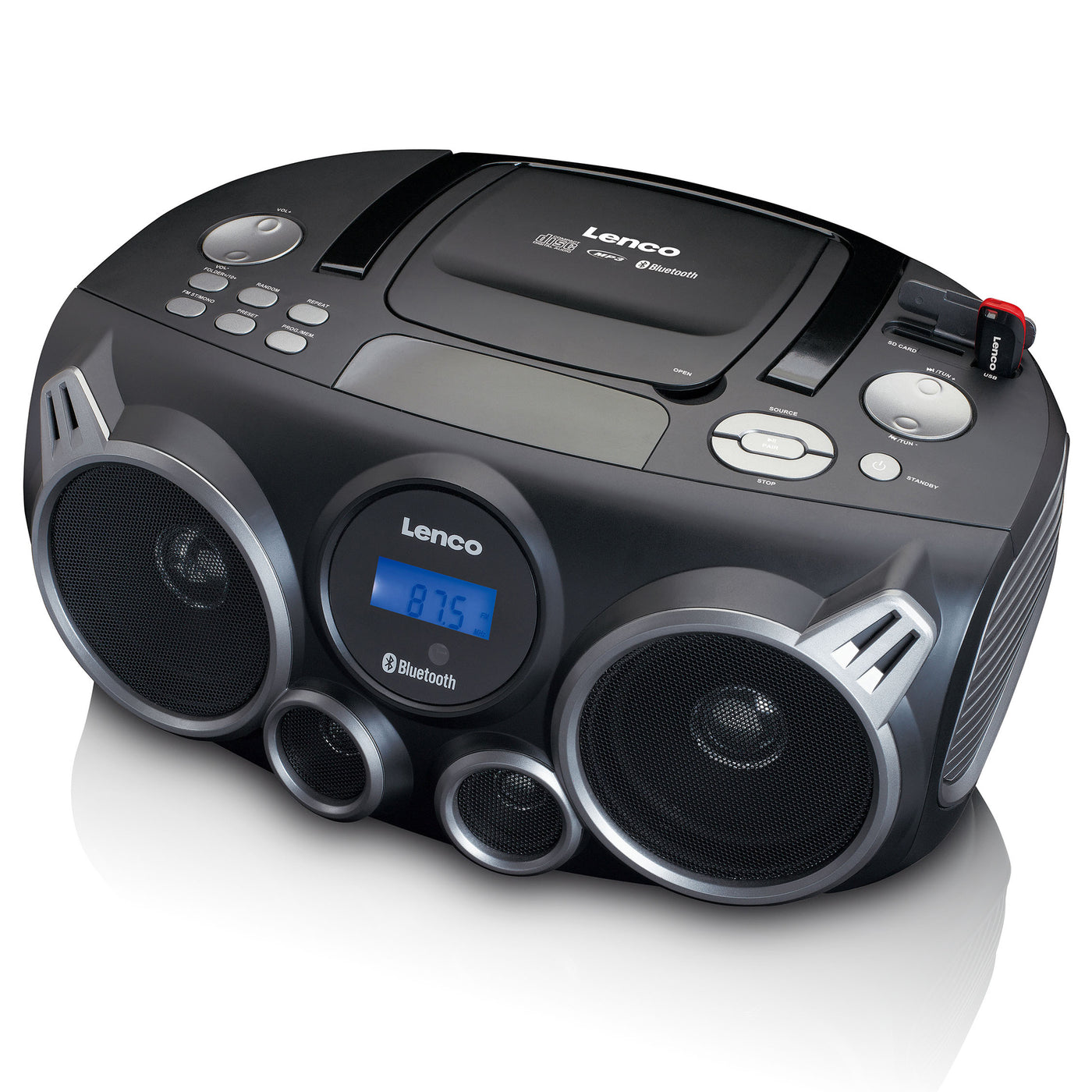Lenco SCD-685BK - Radio DAB+/FM/lecteur CD portable avec connexions Bluetooth® et USB et emplacement pour carte SD - Noir