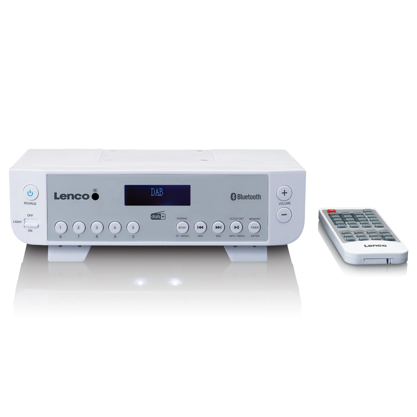 Lenco KCR-200WH - Radio de cuisine DAB+/FM avec Bluetooth®, éclairage et minuteur - Blanc