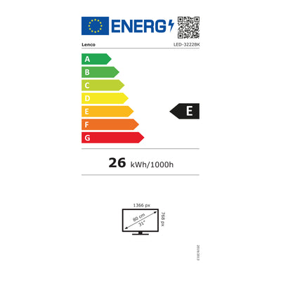 Lenco LED-3222BK - Téléviseur LED HD de 32 pouces et DVB T/T2/S2/C avec HDMI - Noir