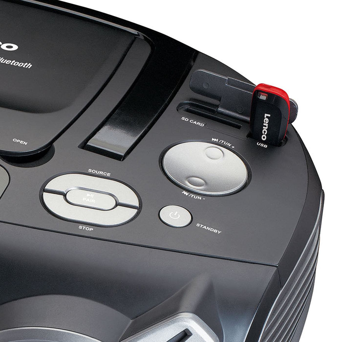Lenco SCD-685BK - Radio DAB+/FM/lecteur CD portable avec connexions Bluetooth® et USB et emplacement pour carte SD - Noir