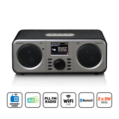 Lenco DIR-140BK - Radio Internet stéréo avec DAB+/FM et Bluetooth® - Noir