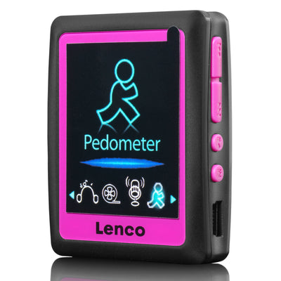 Lenco PODO-152 Pink - Lecteur MP3/MP4 avec podomètre et mémoire de 4 Go - Rose