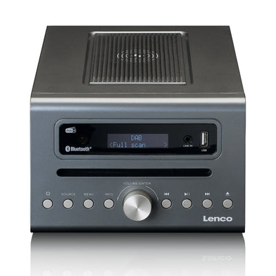 Lenco MC-175SI - Micro set avec DAB, FM, CD, 2 USB, Bluetooth®, QI, RC - Argent