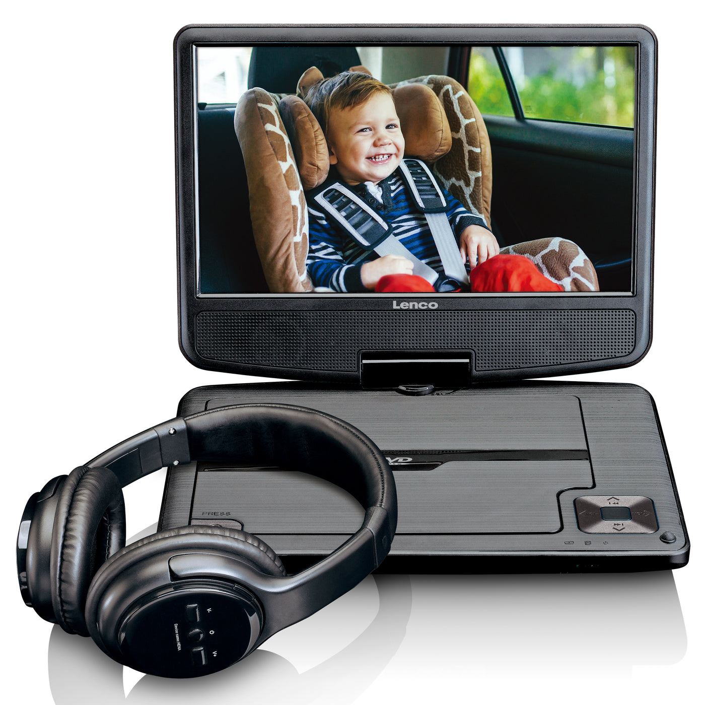 Lenco DVP-947BK - DVD portable 9 pouces - USB - support - casque Bluetooth® - Noir