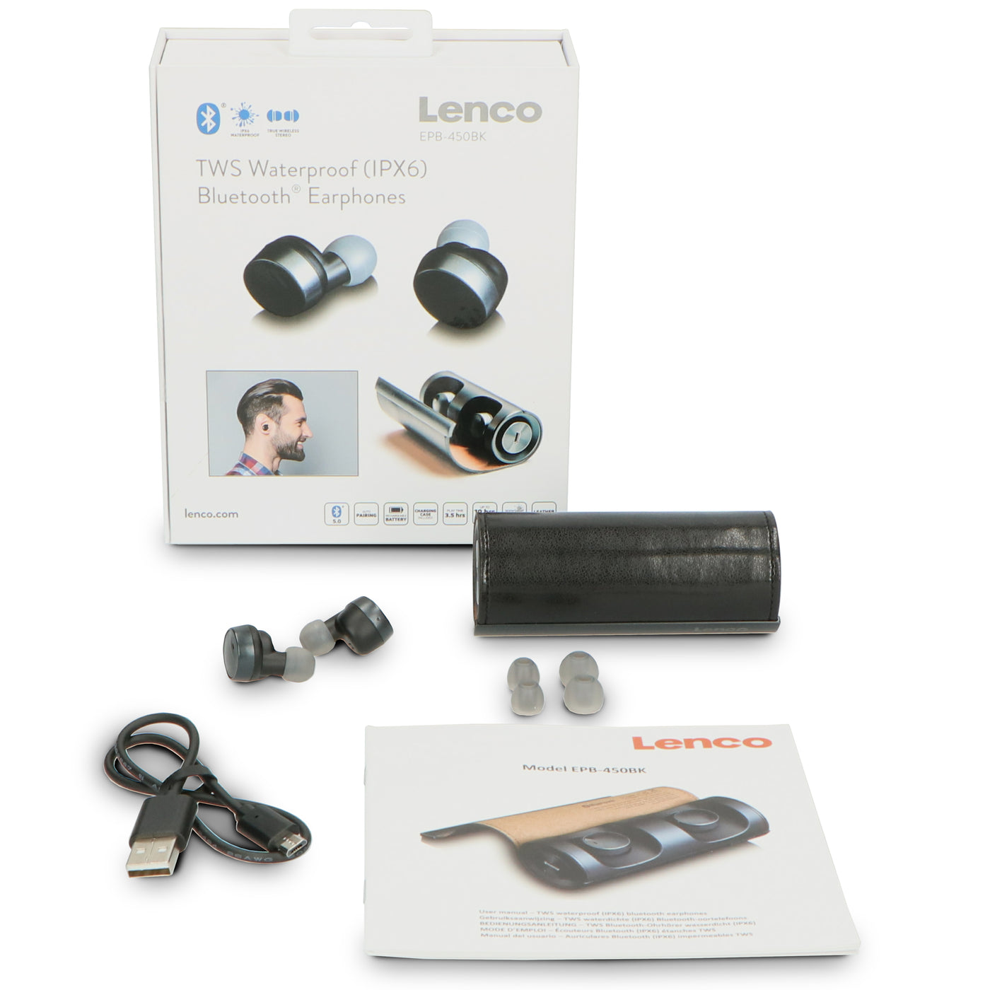 Lenco EPB-450BK - Oreillettes Bluetooth® TWS étanches - Noir