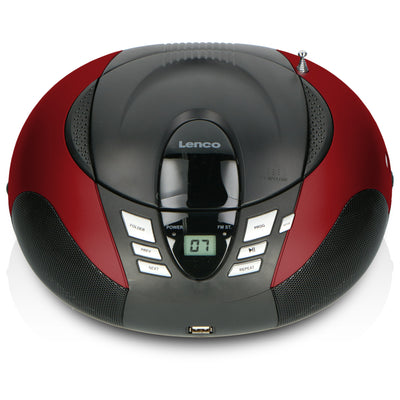 Lenco SCD-37 USB Red - Radio FM et lecteur CD/USB portable - Rouge