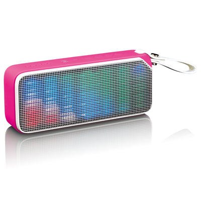 Lenco BT-191PK - Enceinte Bluetooth® étanche aux projections d'eau avec effets lumineux - Rose