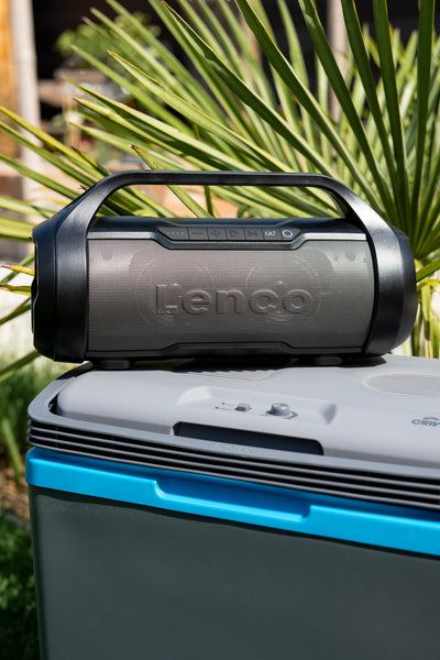 Lenco SPR-070BK - Enceinte Bluetooth® étanche avec radio FM, lecteur USB/SD et effets lumineux - Noir