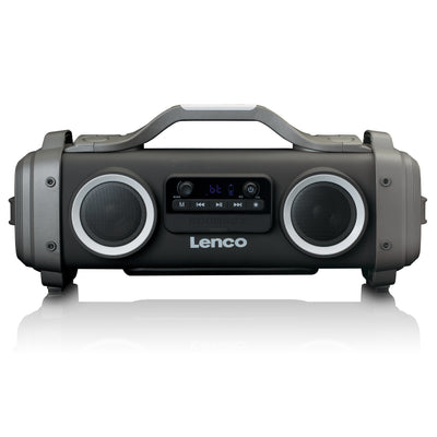 Lenco SPR-200BK - Enceinte Bluetooth® étanche avec radio FM, lecteur USB/micro SD et effets lumineux - Noir