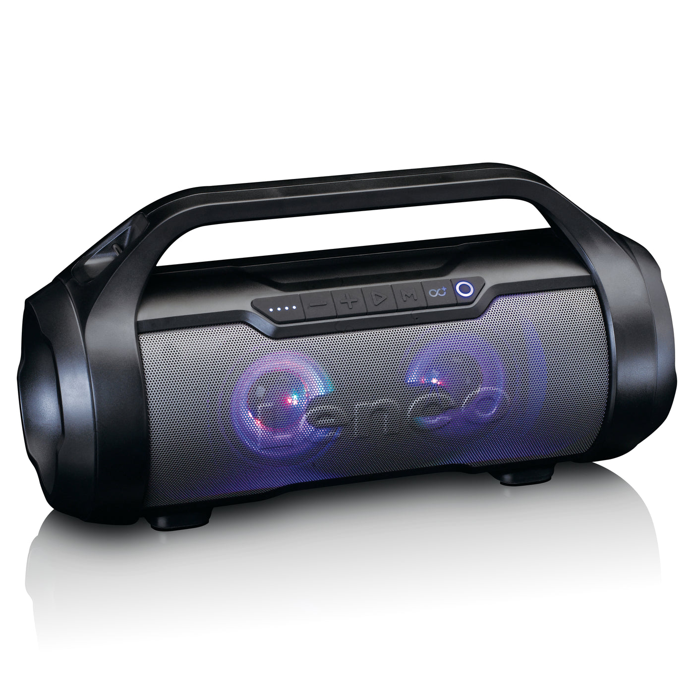 Lenco SPR-070BK - Enceinte Bluetooth® étanche avec radio FM, lecteur USB/SD et effets lumineux - Noir