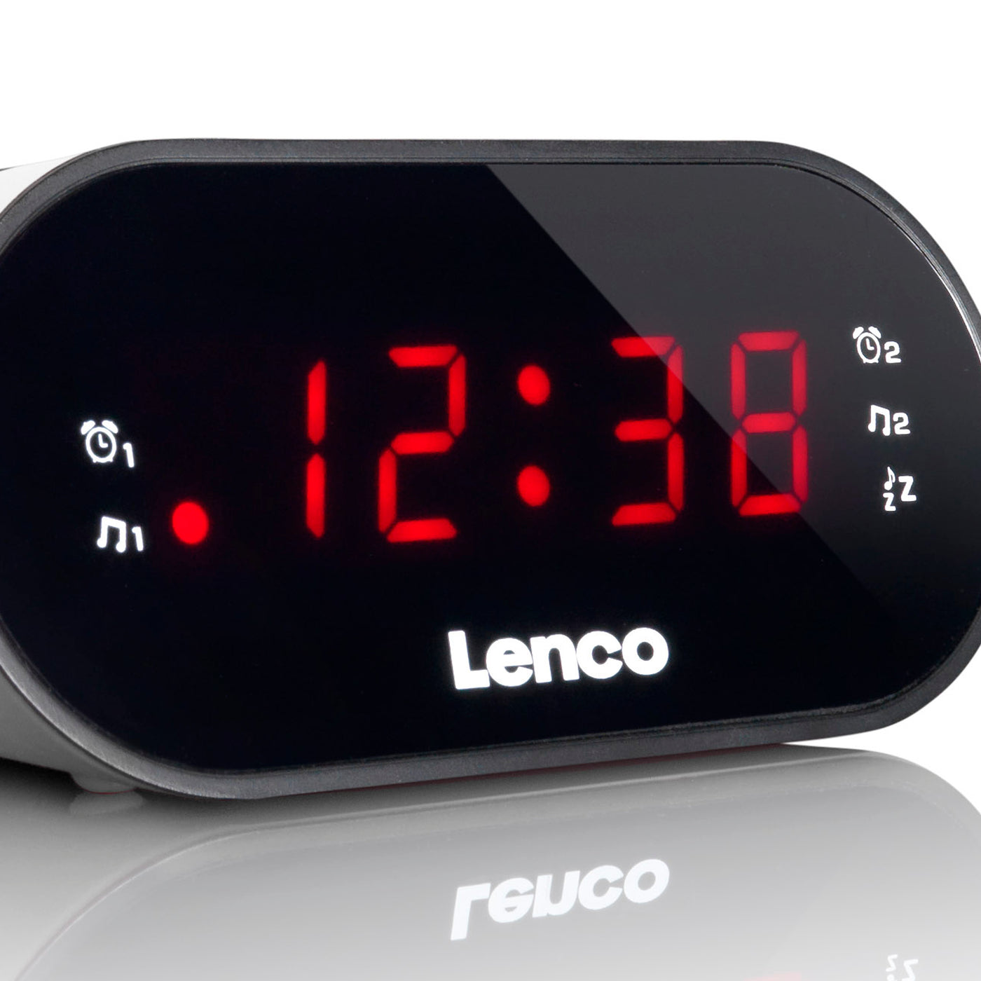 Lenco CR-07 White - Radio-réveil FM avec minuterie de sommeil et fonction d’alarme double - Blanc