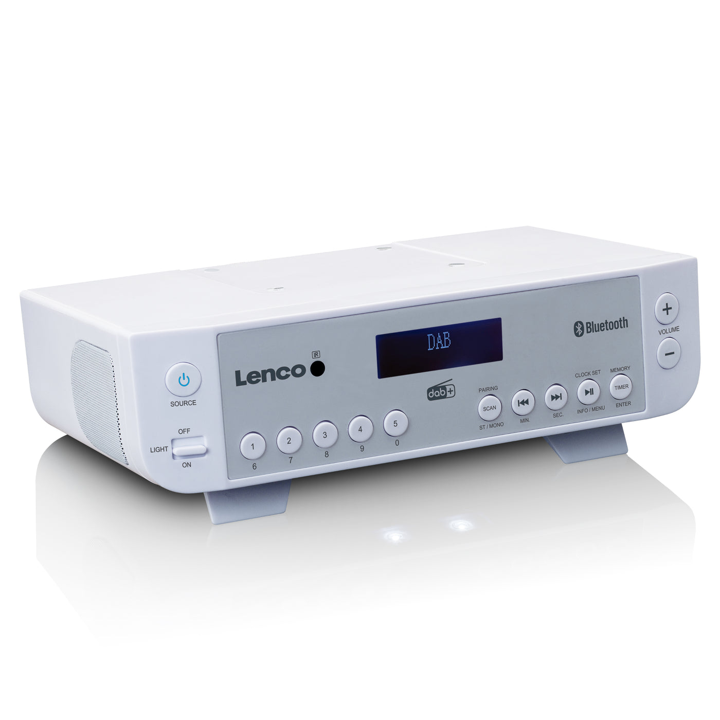 Lenco KCR-200WH - Radio de cuisine DAB+/FM avec Bluetooth®, éclairage et minuteur - Blanc