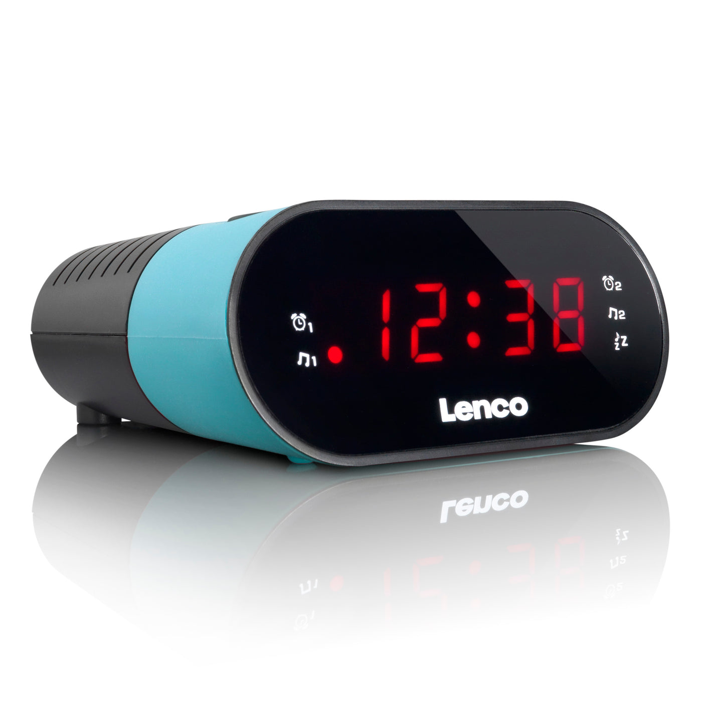 Lenco CR-07 Blue - Radio-réveil FM avec minuterie de sommeil et fonction d’alarme double - Bleu