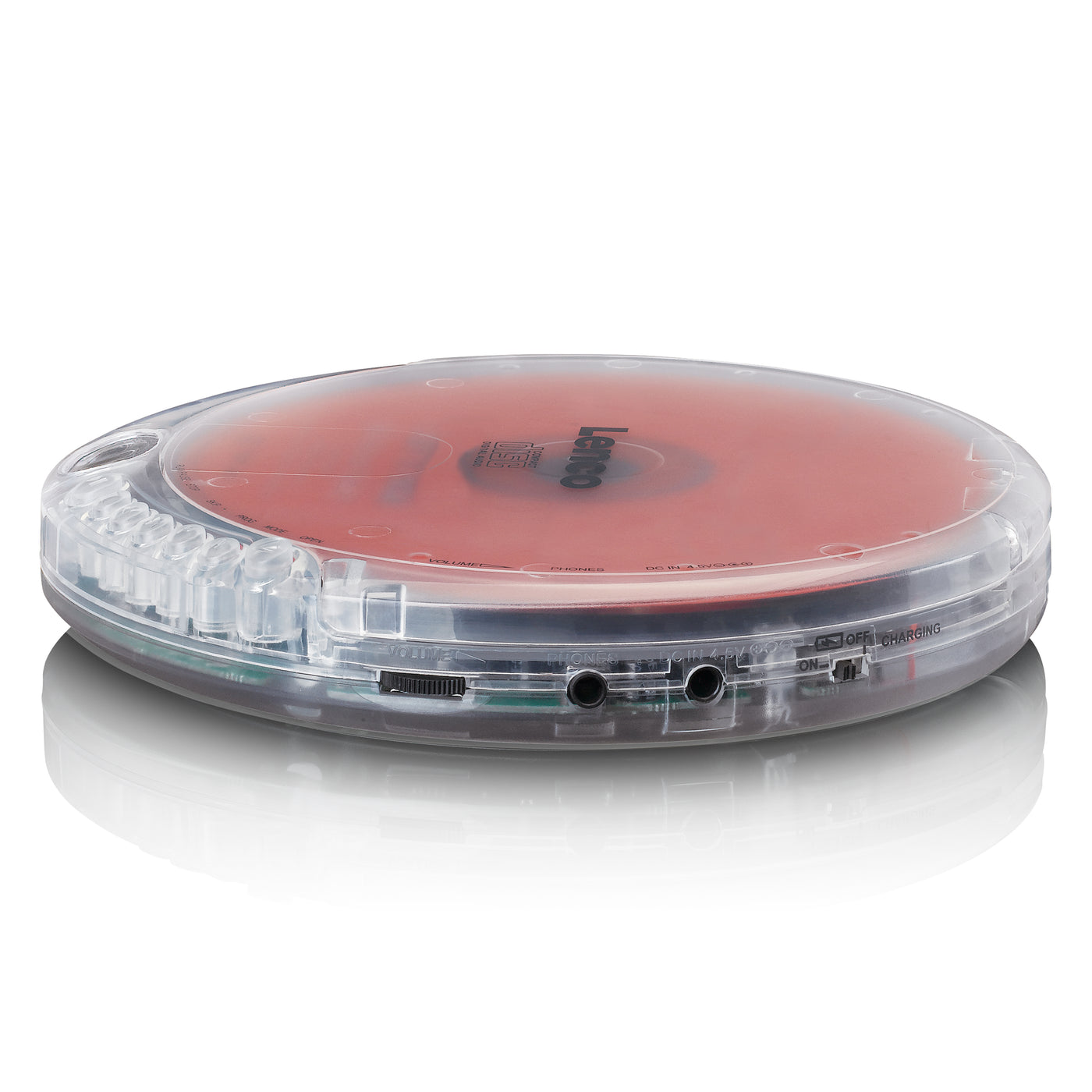 Lenco CD-012TR - Lecteur CD portable avec fonction de rechargement - Transparent