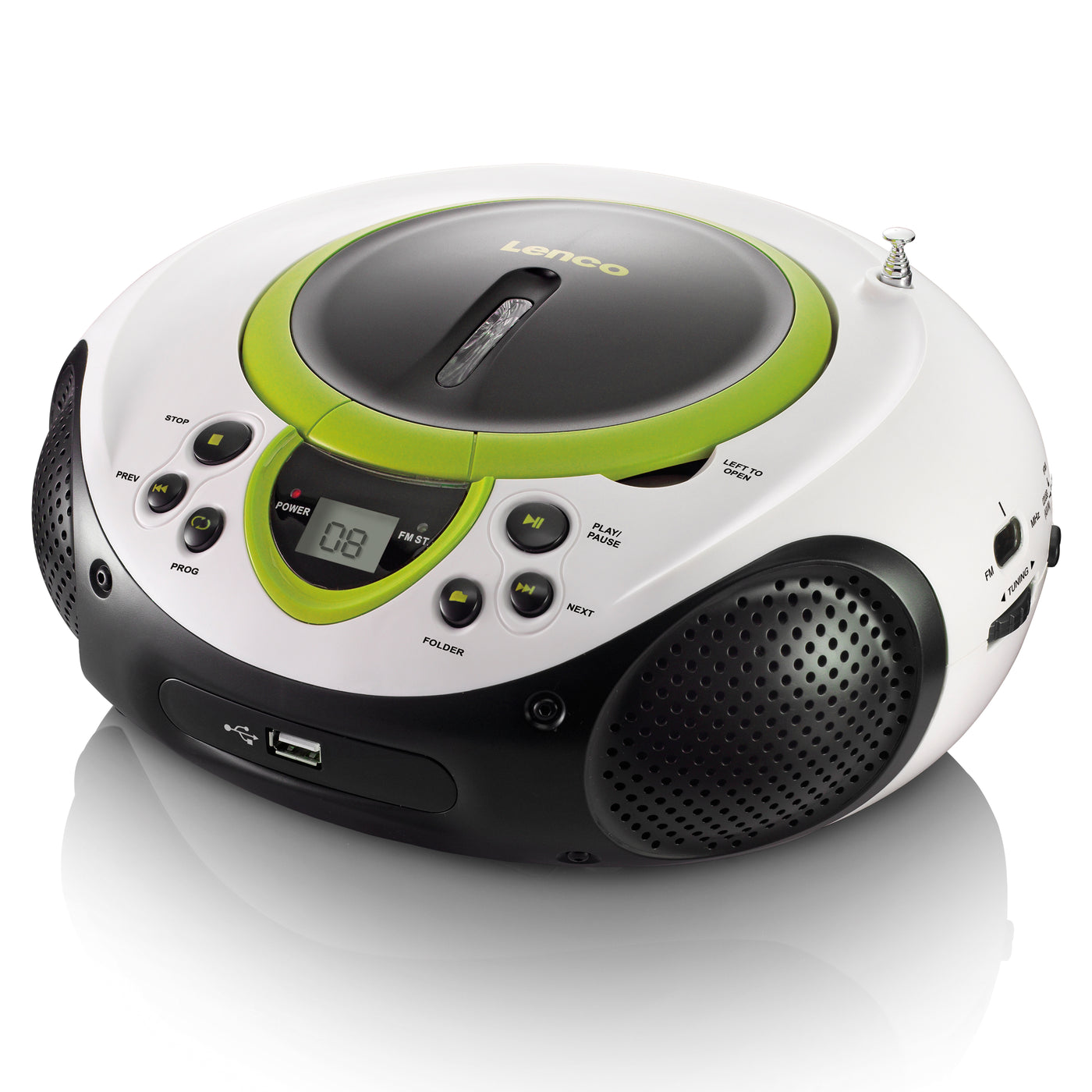 Lenco SCD-38 USB Green - Radio FM et lecteur CD/USB portable - Vert