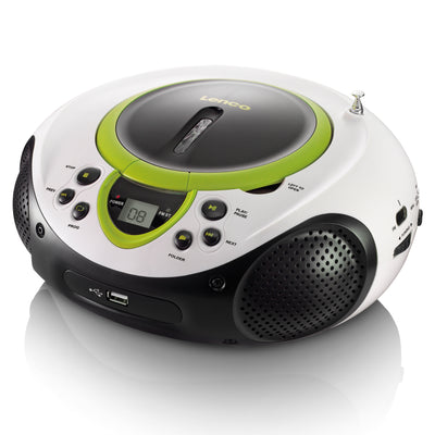 Lenco SCD-38 USB Green - Radio FM et lecteur CD/USB portable - Vert