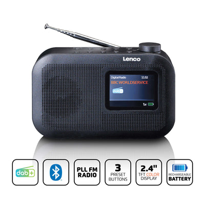 Lenco PDR-026BK - Portable DAB+/FM radio avec Bluetooth® - Noir