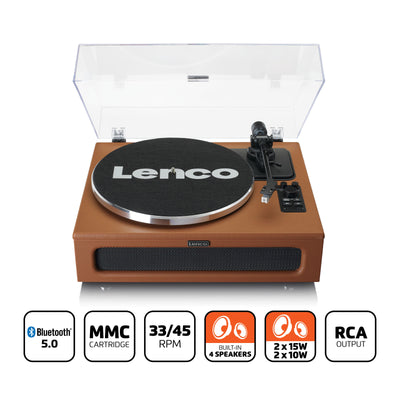 Lenco LS-430BN - Platine vinyle avec 4 haut-parleurs incorporés - Marron