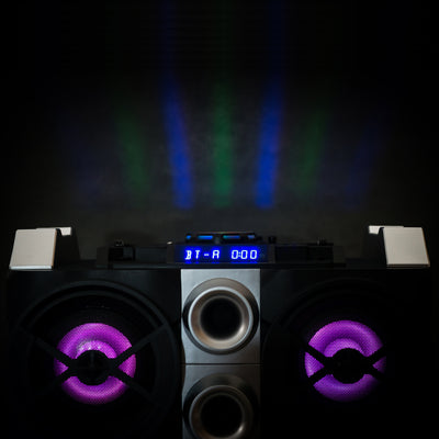 Lenco PMX-150 - Enceinte/table de mixage DJ haute puissance avec Bluetooth®, USB, radio FM et éclairages - Noir