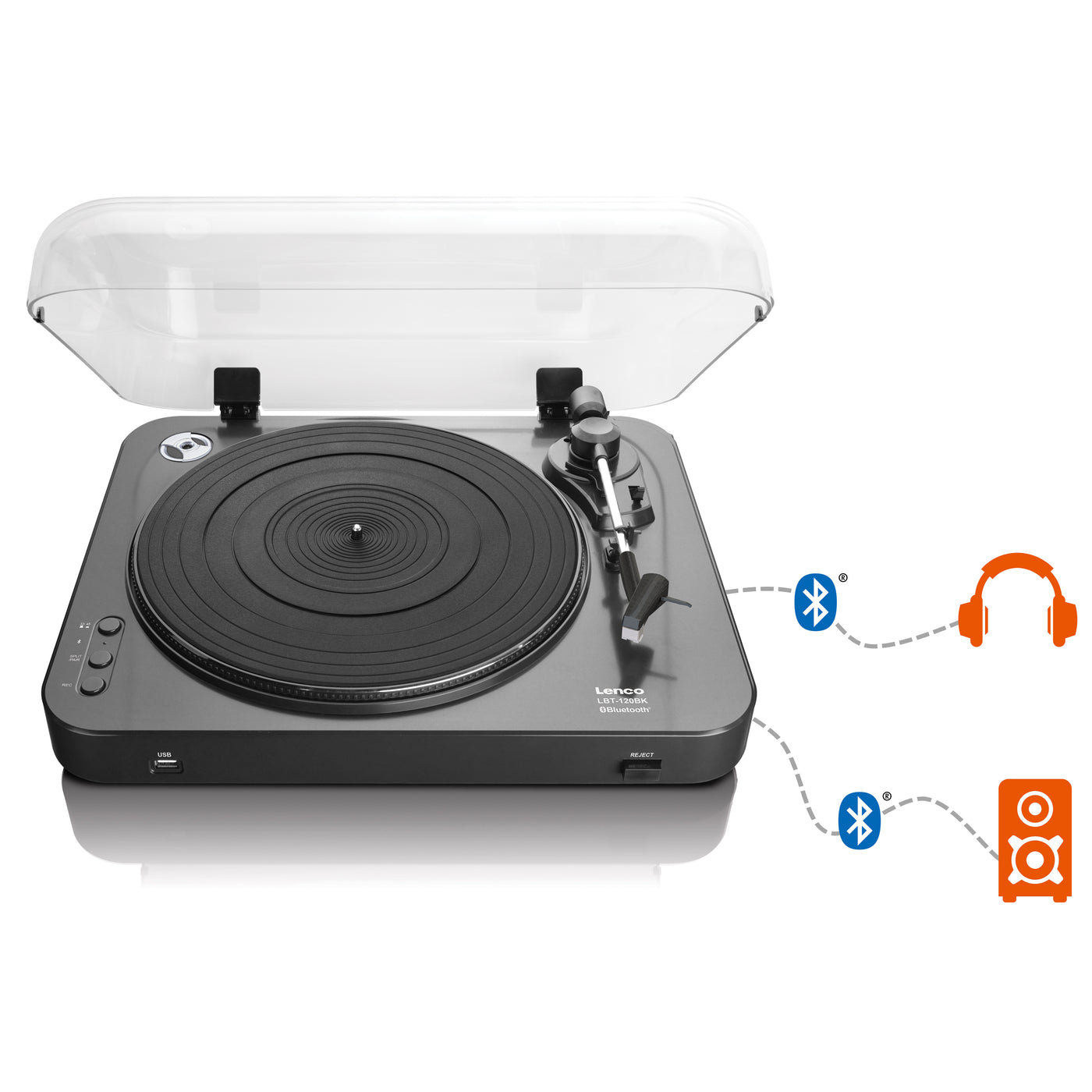 Lenco LBT-120BK - Platine vinyle avec enregistreur USB et Bluetooth® - Noir