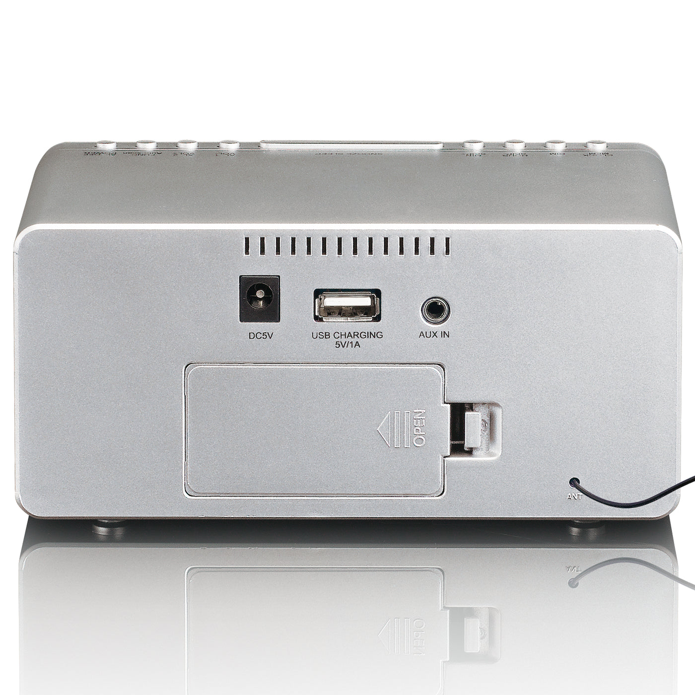 Lenco CR-520SI - Radio-réveil FM stéréo avec port USB - Argent