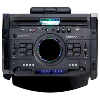 Lenco PMX-250 - Enceinte/table de mixage DJ haute puissance avec Bluetooth®, USB, radio FM et éclairages - Noir