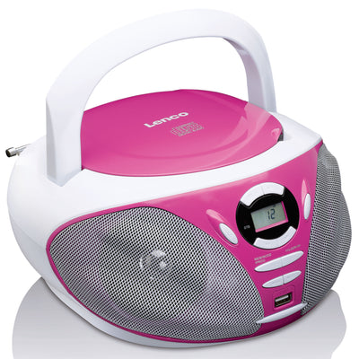 Lenco SCD-300PK - Radio/lecteur CD avec lecteur MP3 et fonction USB - Rose