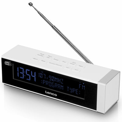 Lenco CR-630WH - Radio-réveil stéréo DAB+/FM avec connexion USB et entrée AUX - Blanc