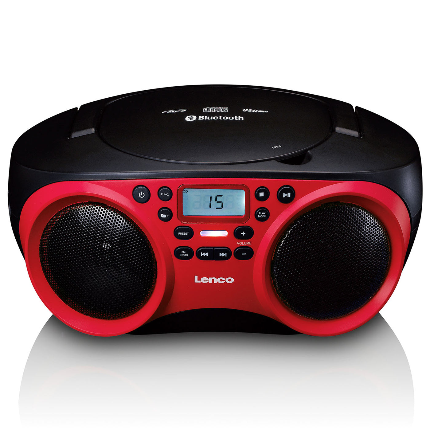Lenco SCD-501RD - Radio FM et lecteur CD/USB portable avec Bluetooth® - Rouge